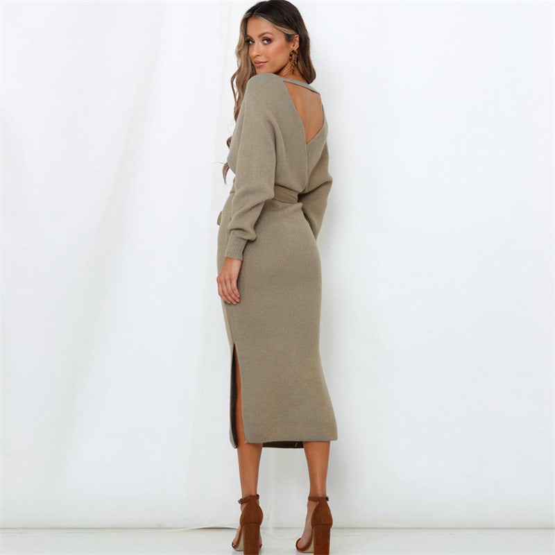 Blush Knit Surplice Sweater Dress