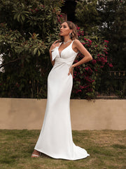 White Bowknot Mermaid Prom Dress