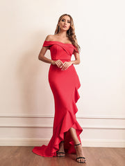 Backless Off Shoulder High Low Party Dress