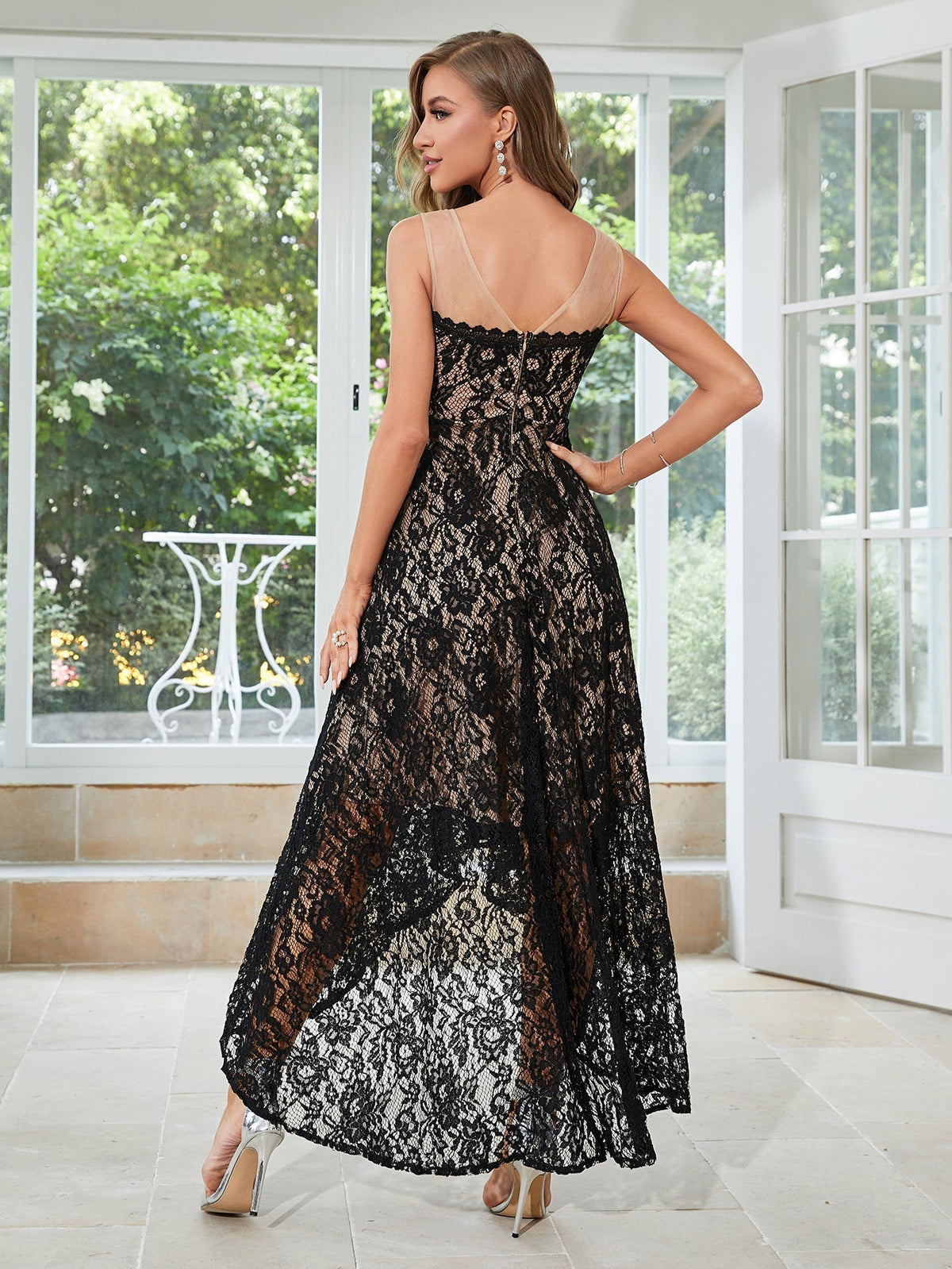 Black High-low Lace Top Party Dress