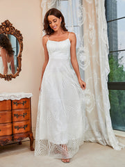 White A-Line Spaghetti Straps Party Dress