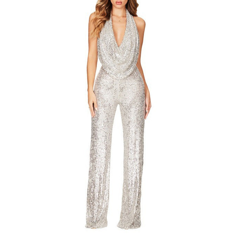 Deep V Neck Hollow Out Jumpsuits RH30063
