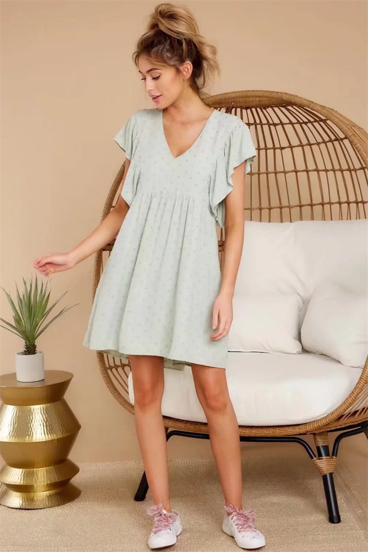 Mint Green Cap Sleeves Shift Dress