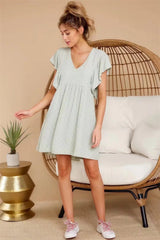 Mint Green Cap Sleeves Shift Dress