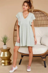 Mint Green Cap Sleeves Shift Dress