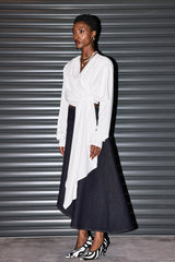 Penelope Denim Ruffle Asymmetric Skirt