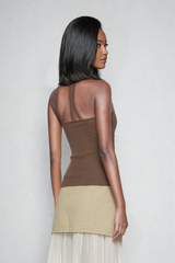 Pihu Sequin Halter Neck Backless Top In Brown