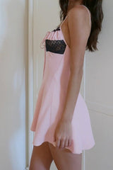 Pink Lace Patchwork A-line Cami Dress