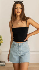 Black Cami Tank Crop Top