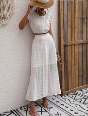 New short-sleeved T-shirt two-piece white skirt