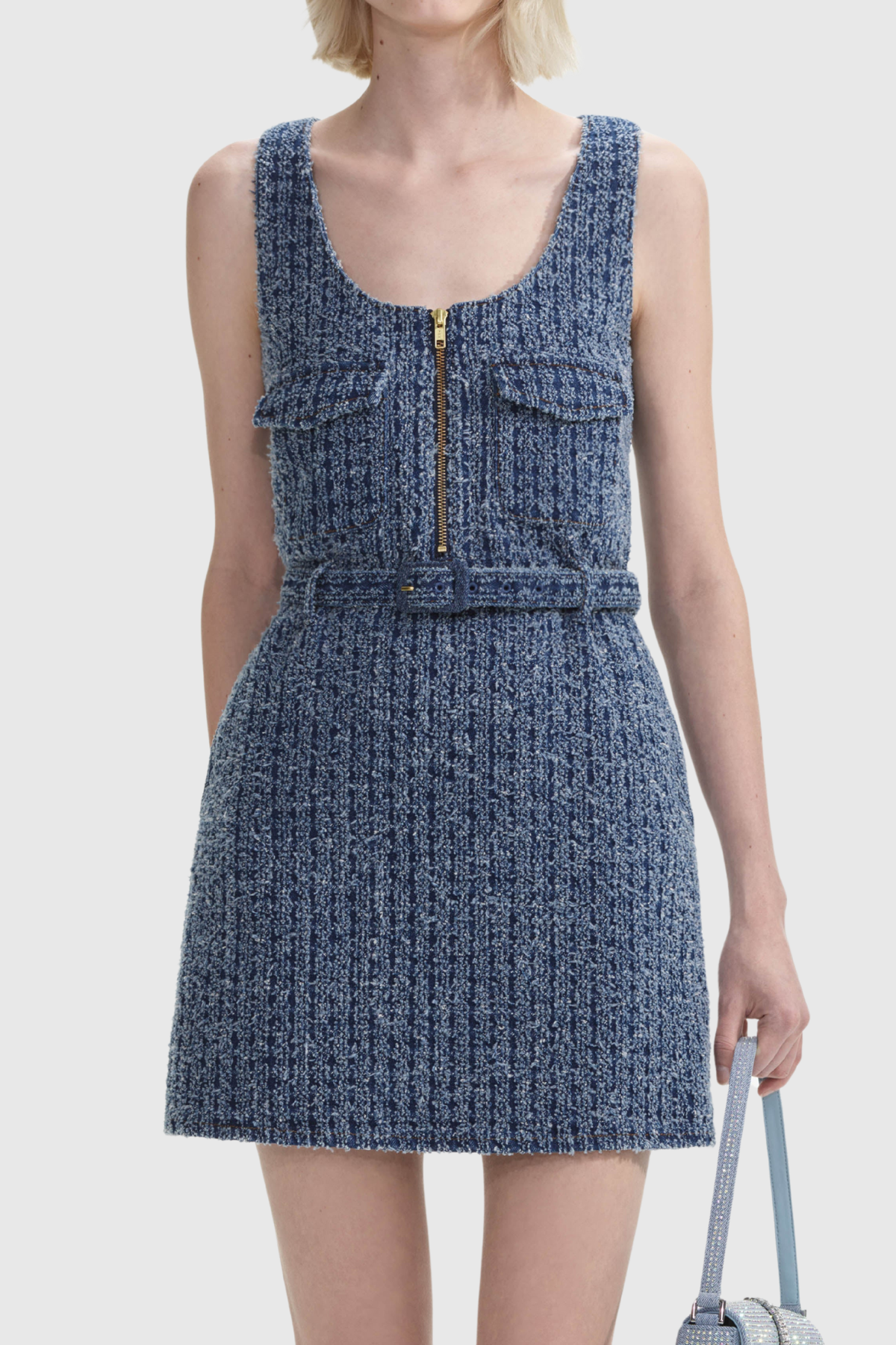 Rayne Zipper Buckle Sleeveless Mini Dress