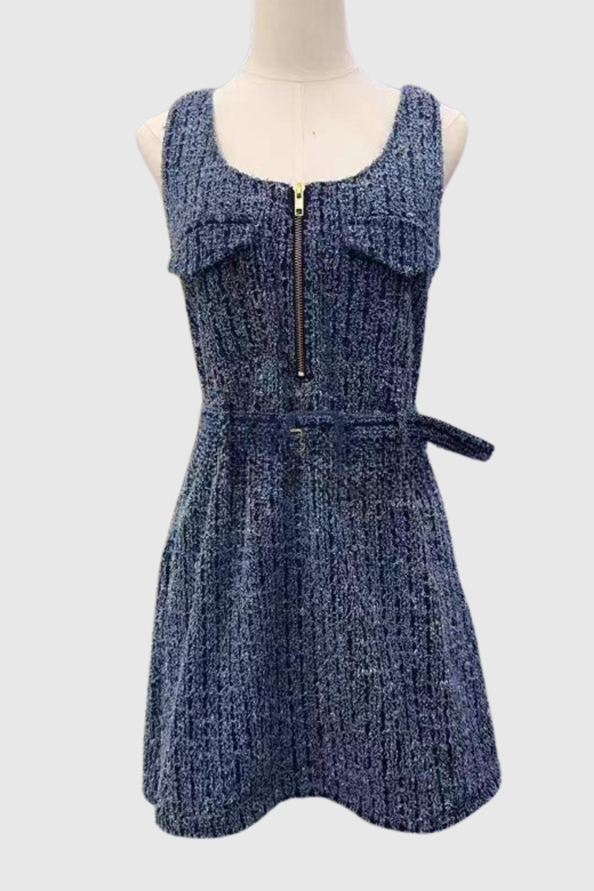 Rayne Zipper Buckle Sleeveless Mini Dress