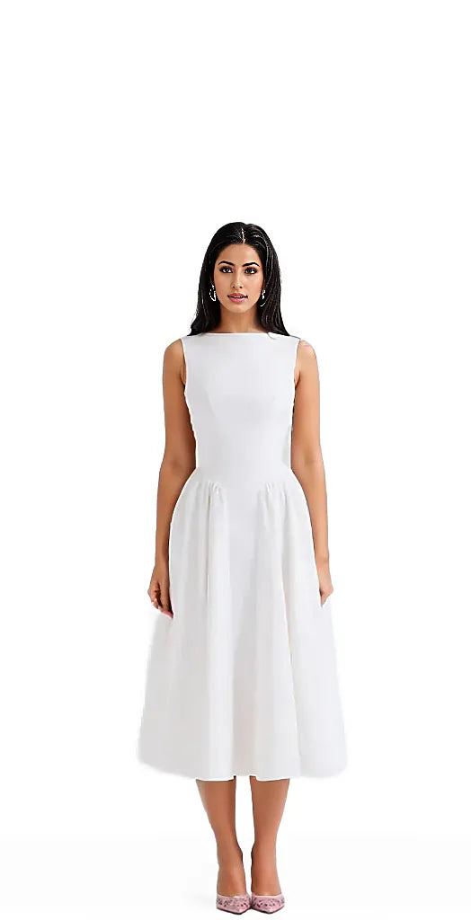 Sheath Midi Dress with Back Waist Cut-out