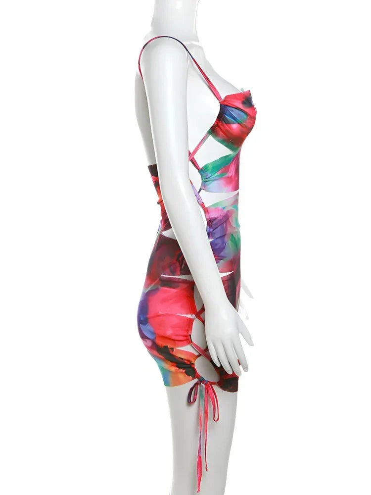 Tie-Dye Print Bodycon Mini Dress