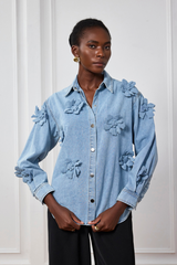 Saoirse Flower Lapel Denim Shirt