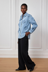 Saoirse Flower Lapel Denim Shirt