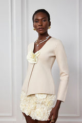 Sarahi Knit Flower Plunge Top