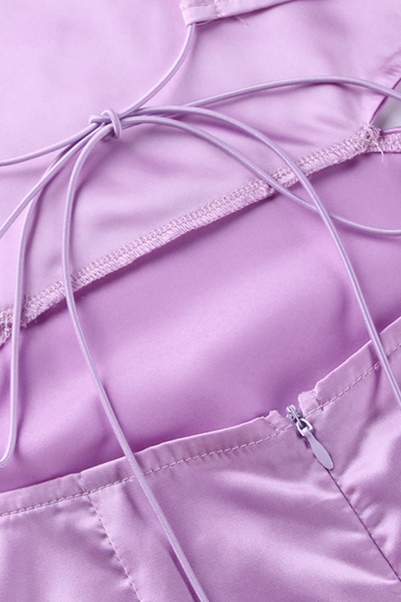 Satin Cowl Neck Tie-back Cami Dress