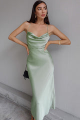Satin Cowl Neck Tie-back Cami Dress