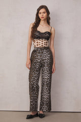 Shivansh Lace Leopard Spaghetti Top