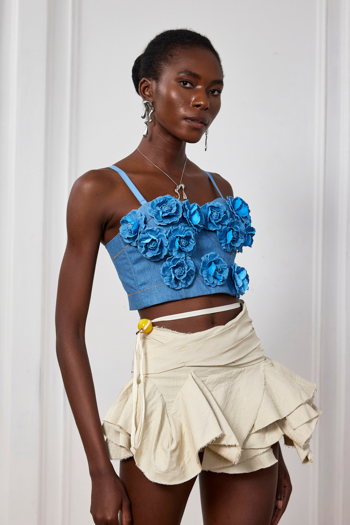 Soleil Flower Spaghetti Bodycon Top