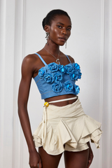 Soleil Flower Spaghetti Bodycon Top