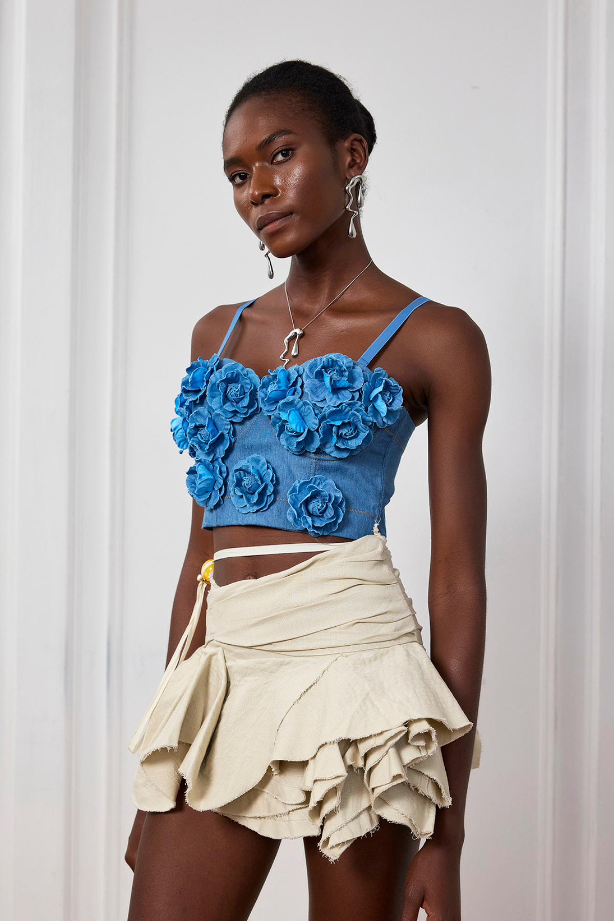 Soleil Flower Spaghetti Bodycon Top