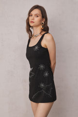 Sylvia Rhinestone Embellished Sky Mini Dress
