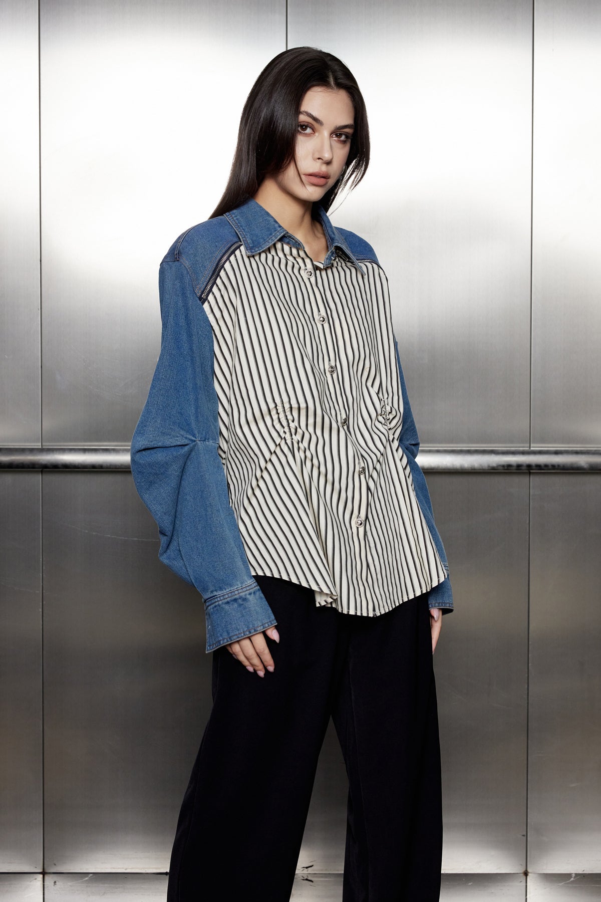 Tanvi Ruch Stripe Denim Shirt