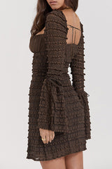Tiered Lace Flares Sleeve A-line Dress