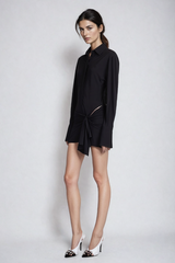 Vaughn Plunge Cutout Ruch Mini Dress In Black