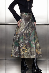 Vidhi Camouflage Print Buckle Skirt