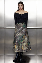 Vidhi Camouflage Print Buckle Skirt