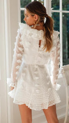 White Lace V Neck Mini Dress
