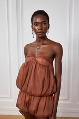 Whitney Ruffle Mesh Ruch Sleeveless Mini Dress