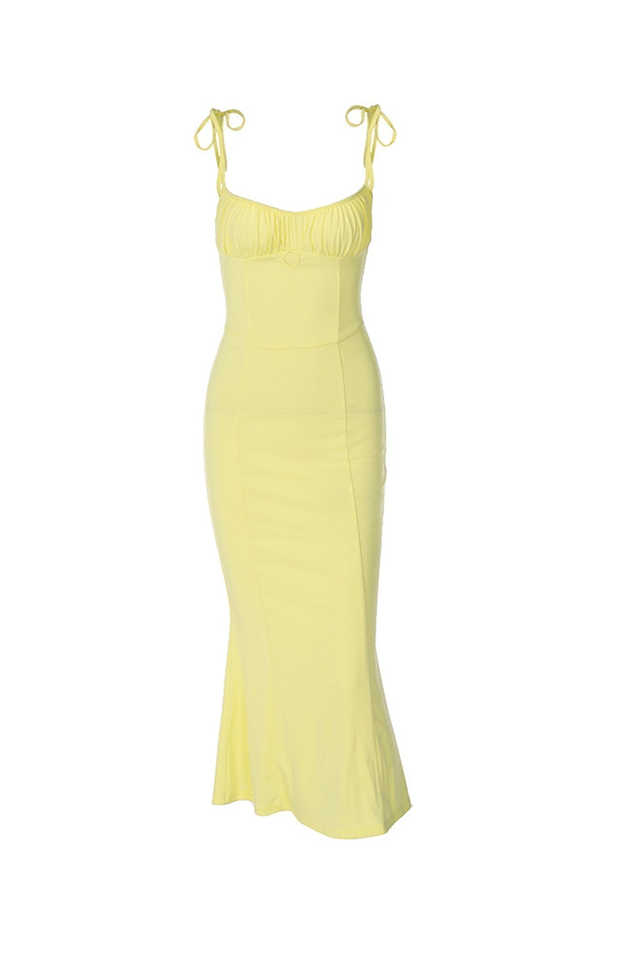 Yellow Tie-straps Pack Hip Fishtail Dress