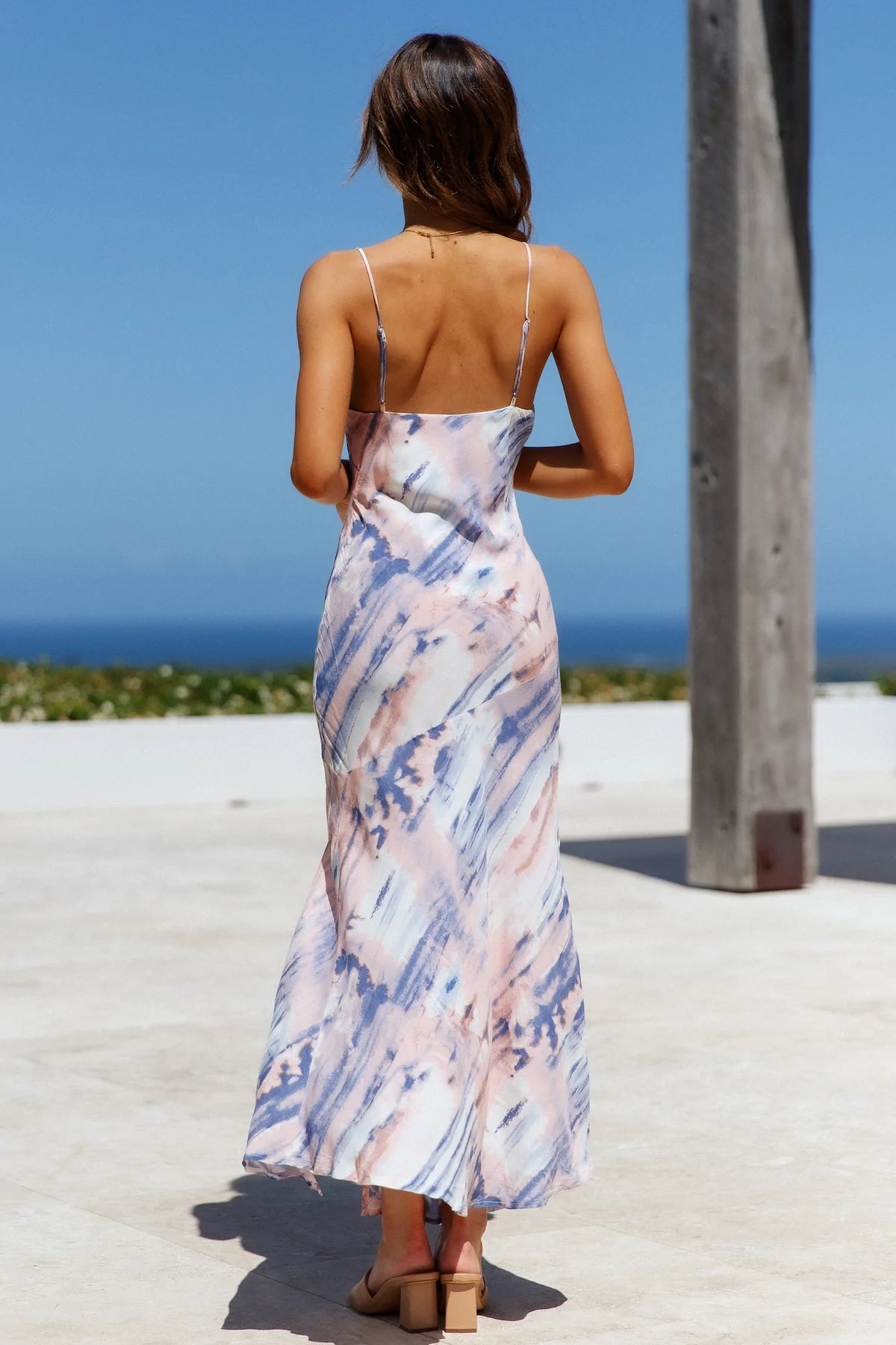 Abstract Print Slip Midi Dress