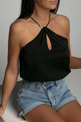 Wished for More Halter Neck Satin Top