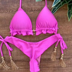Einfarbiger modischer Sling-Bikini 