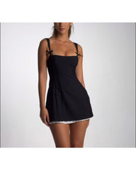 2024ss sexy suspender bow wrap hip dress
