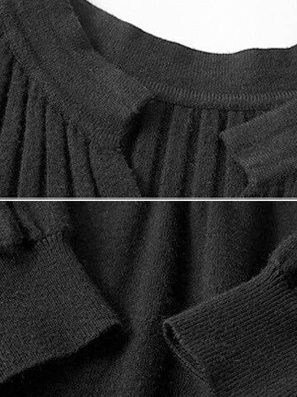Casual Long Sleeves Solid Modern Color High-Neck Mini Dresses