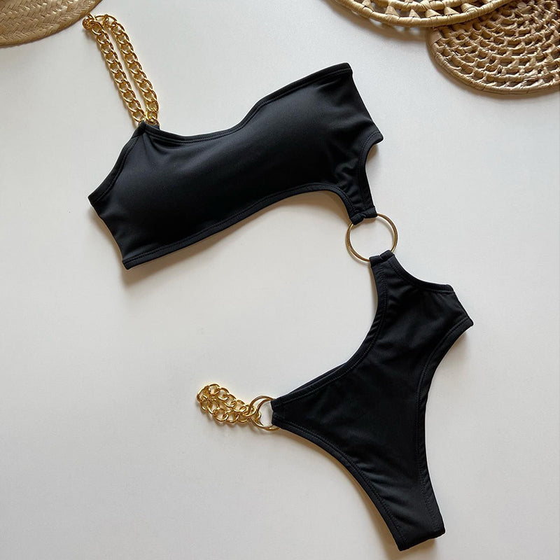 Sexy Modekette trägerloser Einteiler-Bikini 