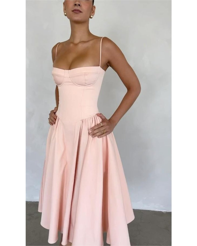 2024ss sexy halter lace double-decker dress