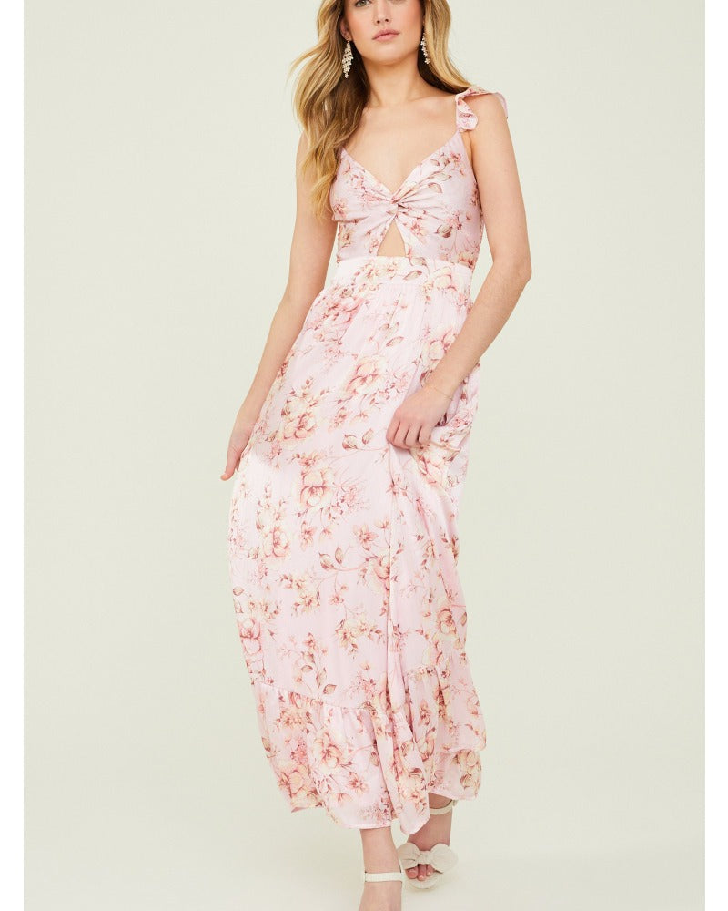 2024ss sexy deep V slim print dress