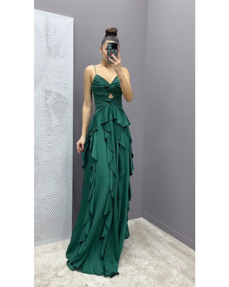 2024ss Sexy Neckholder-Rock Rock Volants Partykleid 