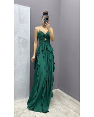 2024ss Sexy Neckholder-Rock Rock Volants Partykleid 