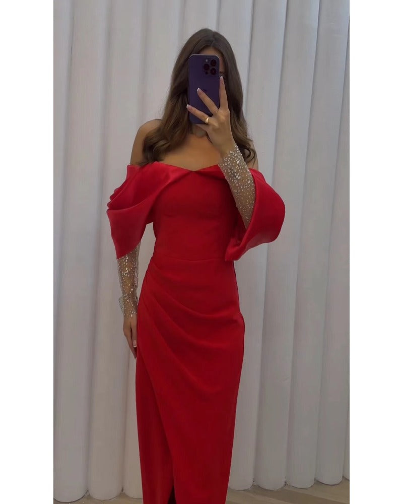 Fall sexy off-the-shoulder irregular dress
