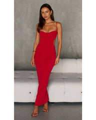 2024ss rotes sexy Neckholder-Kleid 