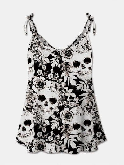Camisole mit U-Ausschnitt und Totenkopf-Print