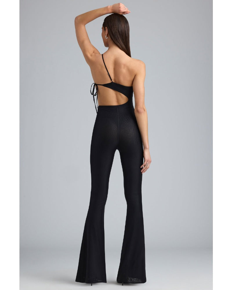 2024ss sexy slant shoulder sleeve-up romper